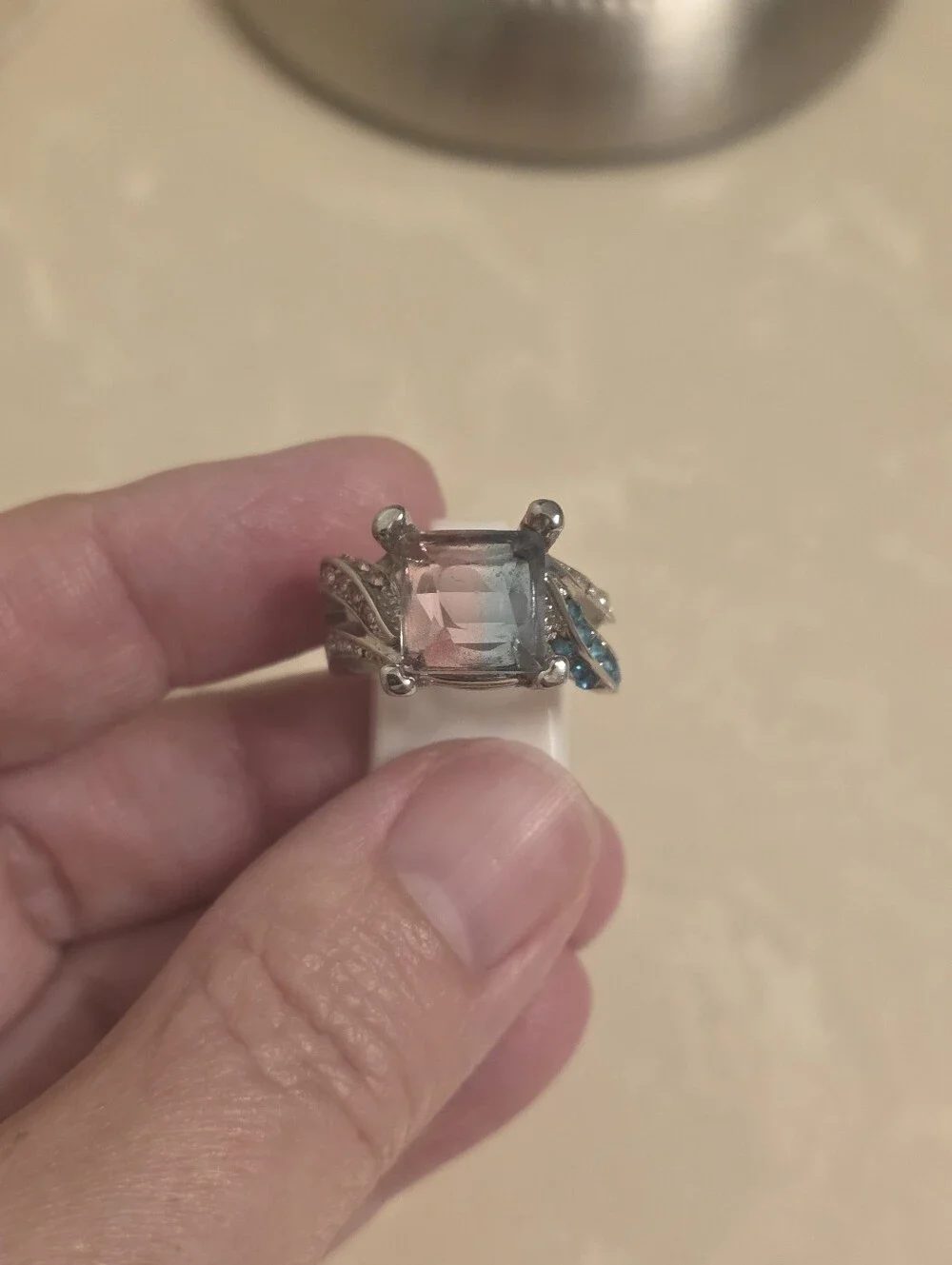 925 Silver Ombre Square Cut Ring Size 8